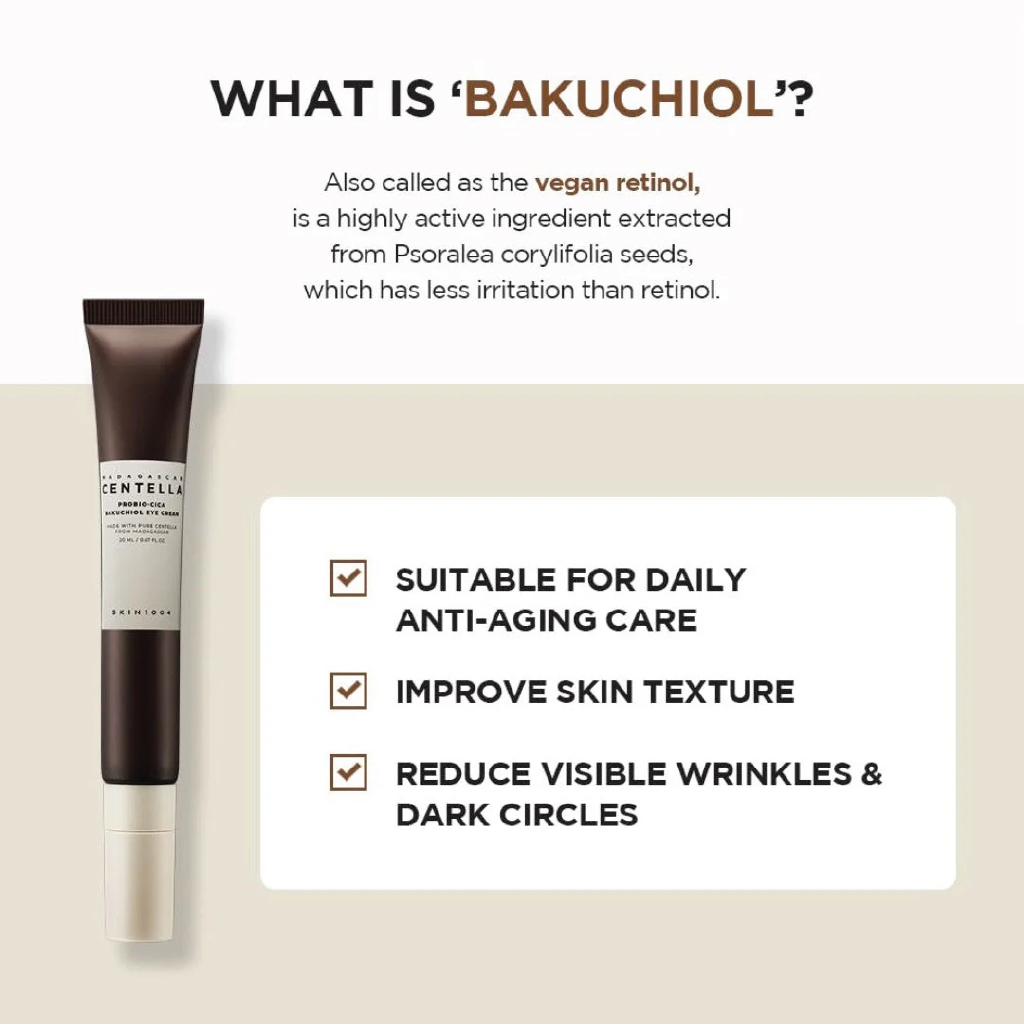 Skin1004, Madagascar Centella Probio-Cica Bakuchiol Eye Cream, Gentle anti-aging eye care cream, 20ml