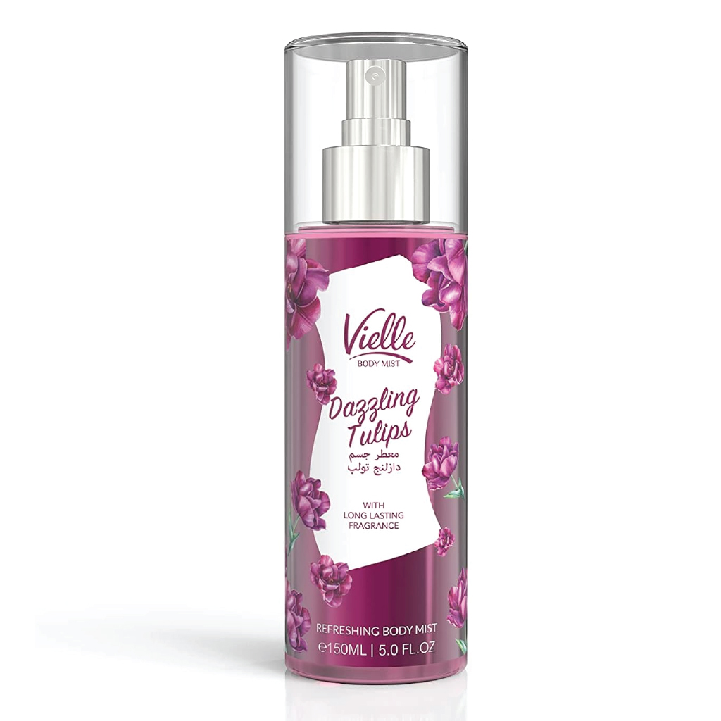 Vielle, Body Mist Dazzling Tulip, Refreshing floral body mist for all-day fragrance, 150ml