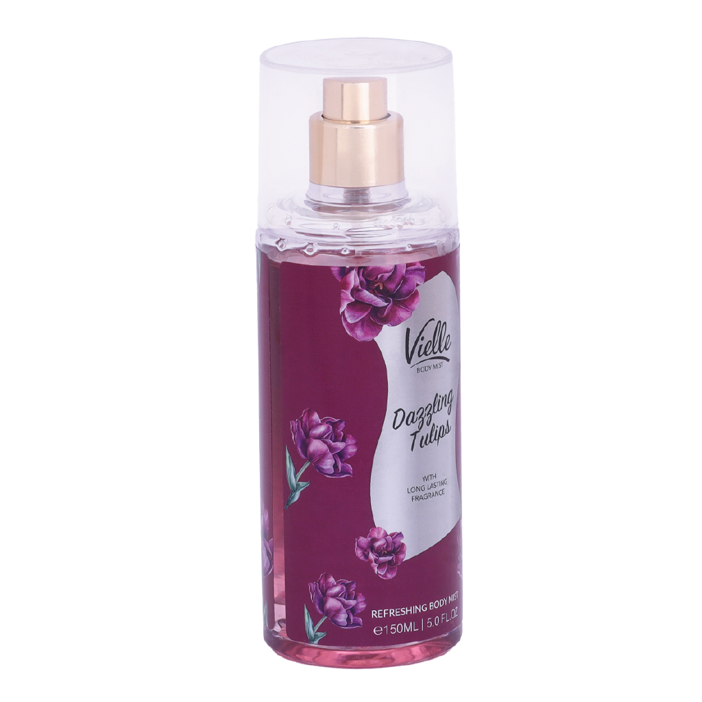 Vielle, Body Mist Dazzling Tulip, Refreshing floral body mist for all-day fragrance, 150ml