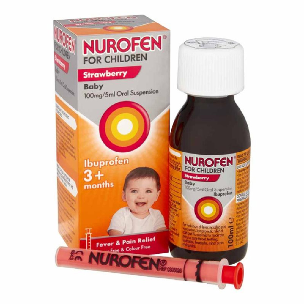 Nurofen, Paediatric suspension 100mg/5ml, Pain and fever relief for children, 150ml