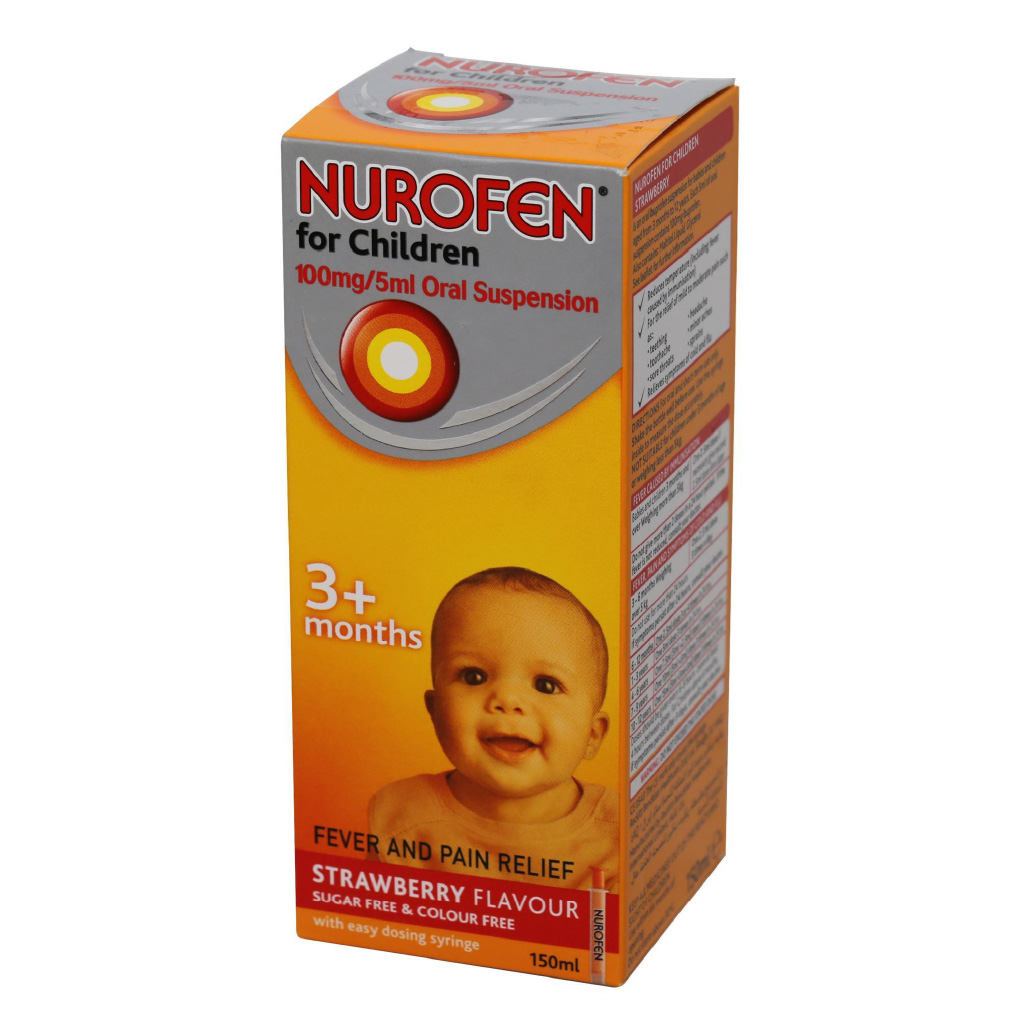 Nurofen, Paediatric suspension 100mg/5ml, Pain and fever relief for children, 150ml