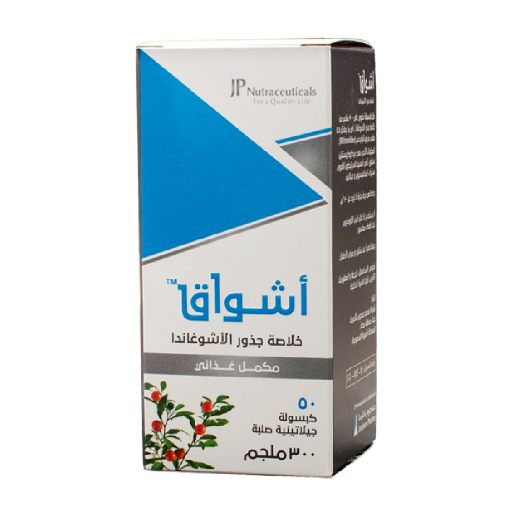 JP, Ashwaq 300mg Capsules, Herbal supplement for stress and vitality, 50 capsules