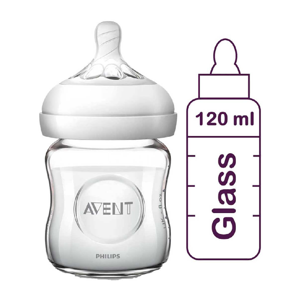 Philips Avent, Natural 2.0 Glass Bottle, Baby feeding bottle with natural latch design, 120 ml