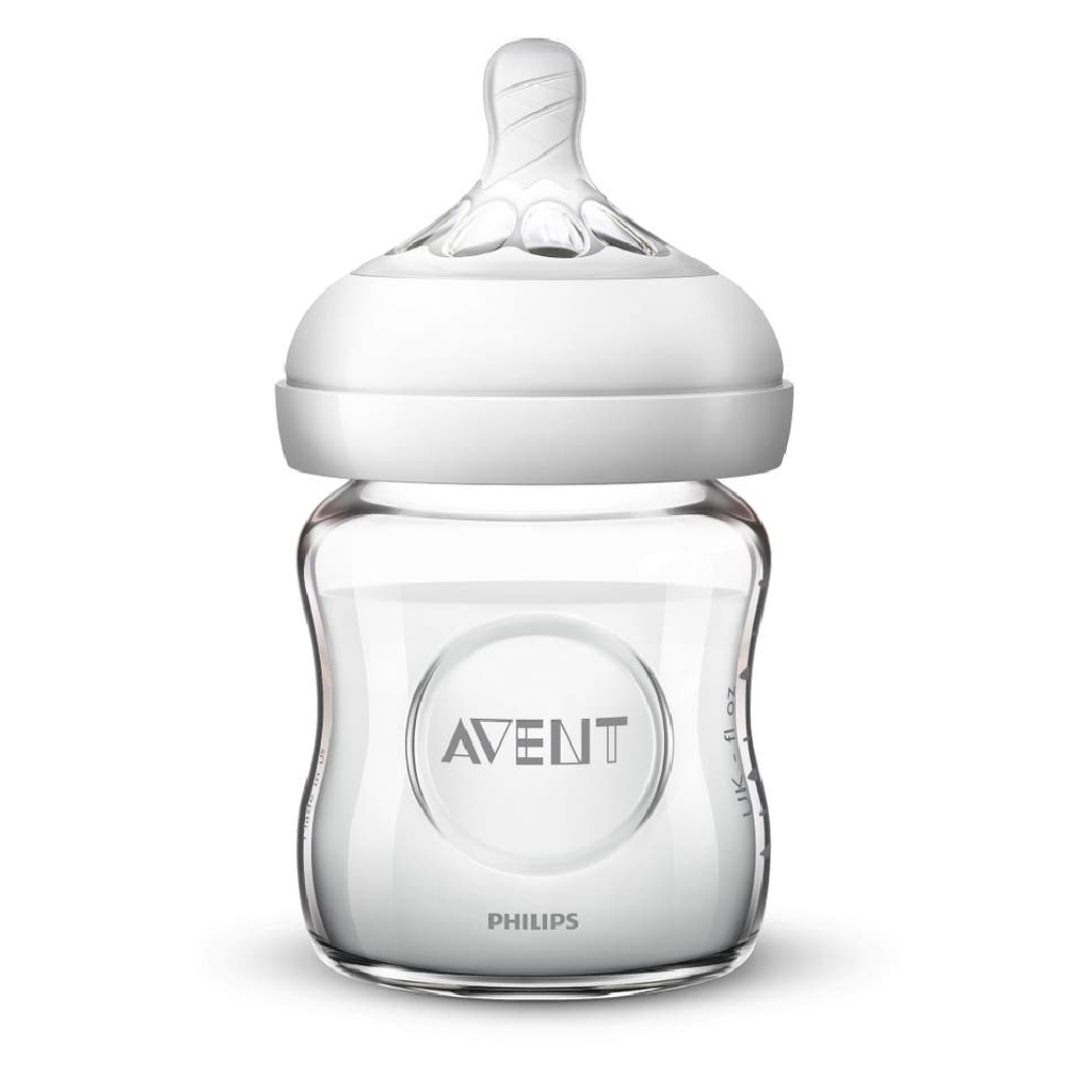 Philips Avent, Natural 2.0 Glass Bottle, Baby feeding bottle with natural latch design, 120 ml