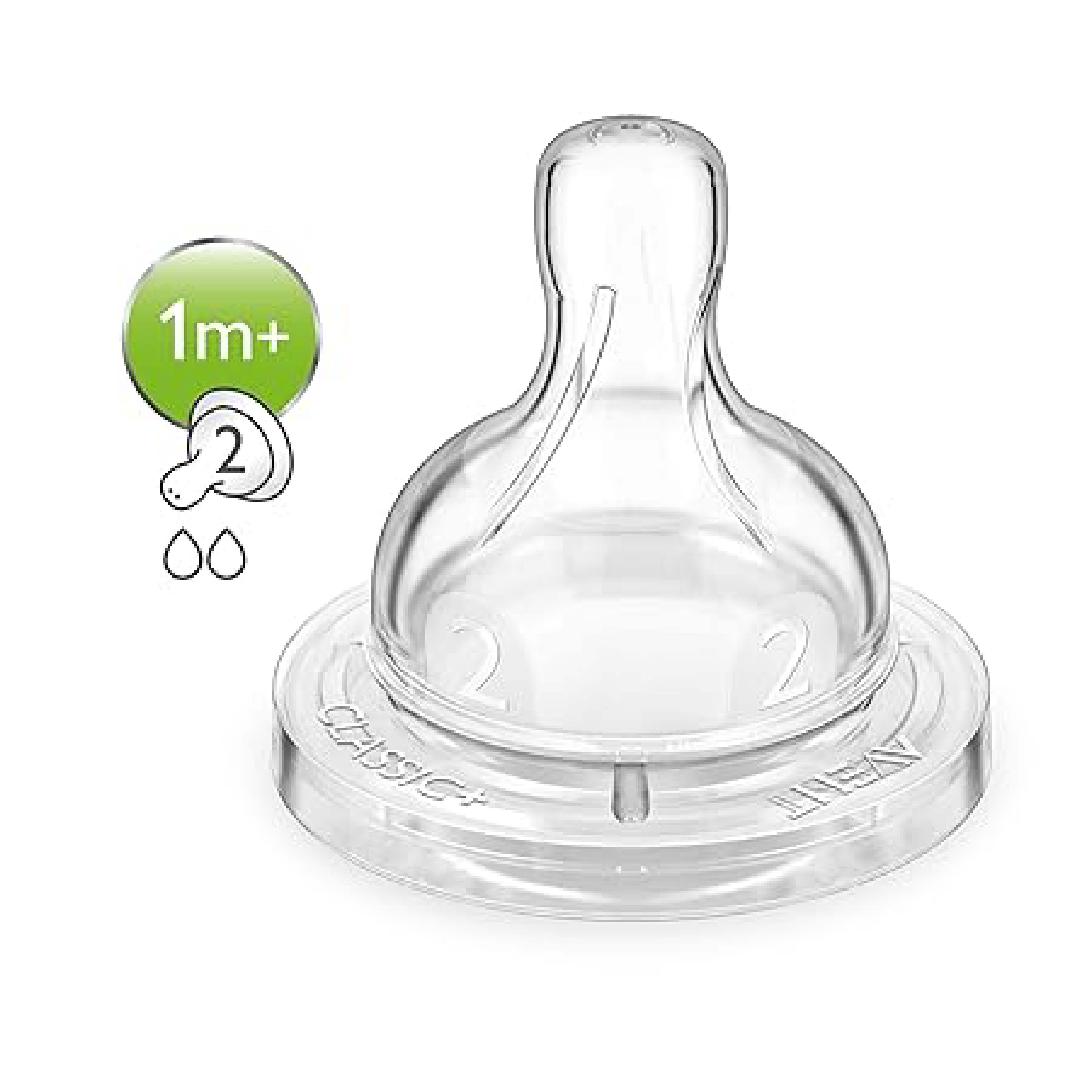 Philips Avent, Classic/Classic Plus Teats 3 Hole, Slow flow teats for newborn feeding, pack of 2