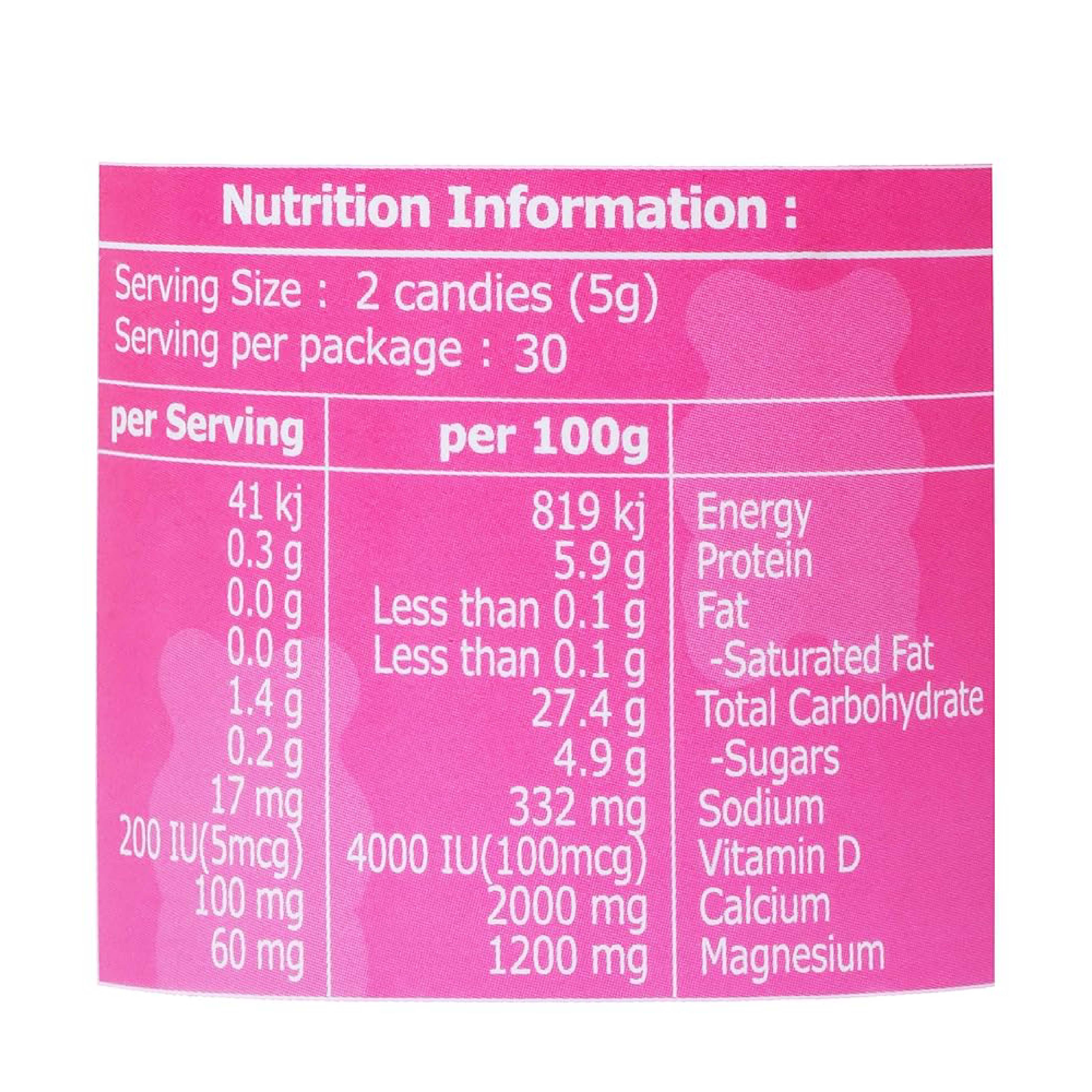 Mothernest, Calcium + Vitamin D candy, Bone health support candy with vitamins, 60 pieces