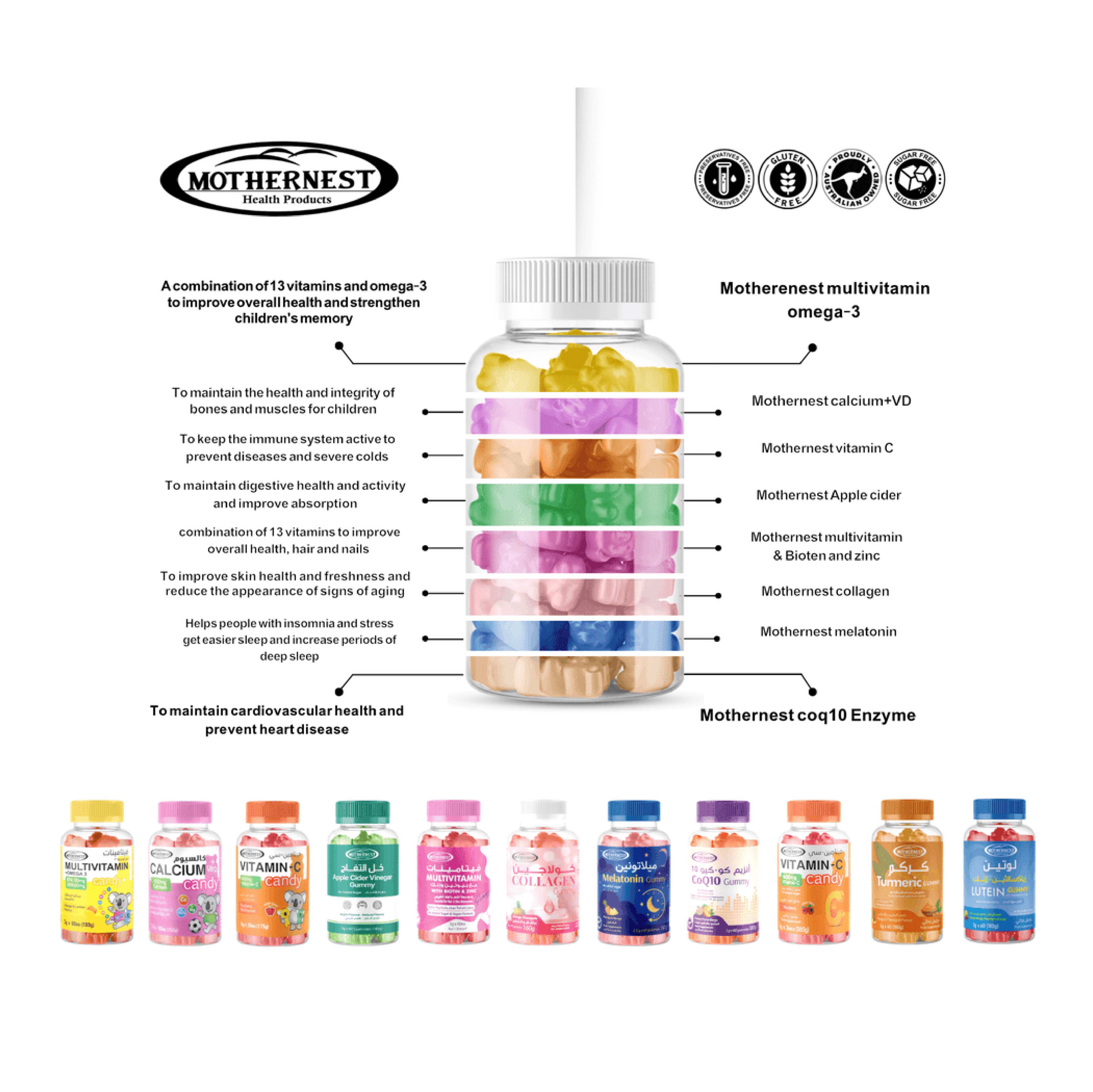 Mothernest, Calcium + Vitamin D candy, Bone health support candy with vitamins, 60 pieces