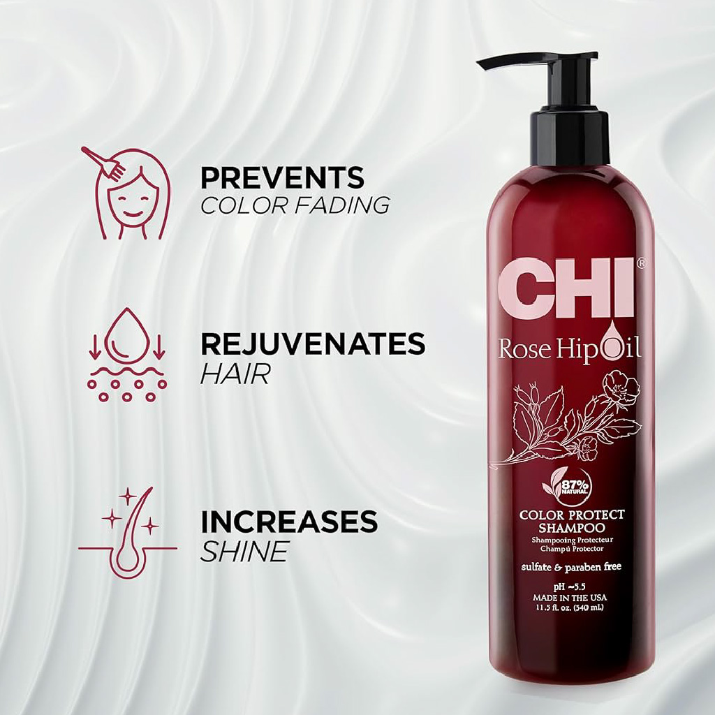 Chi, Rose Hip Oil Shampoo, Nourishing shampoo with rose hip oil for shine