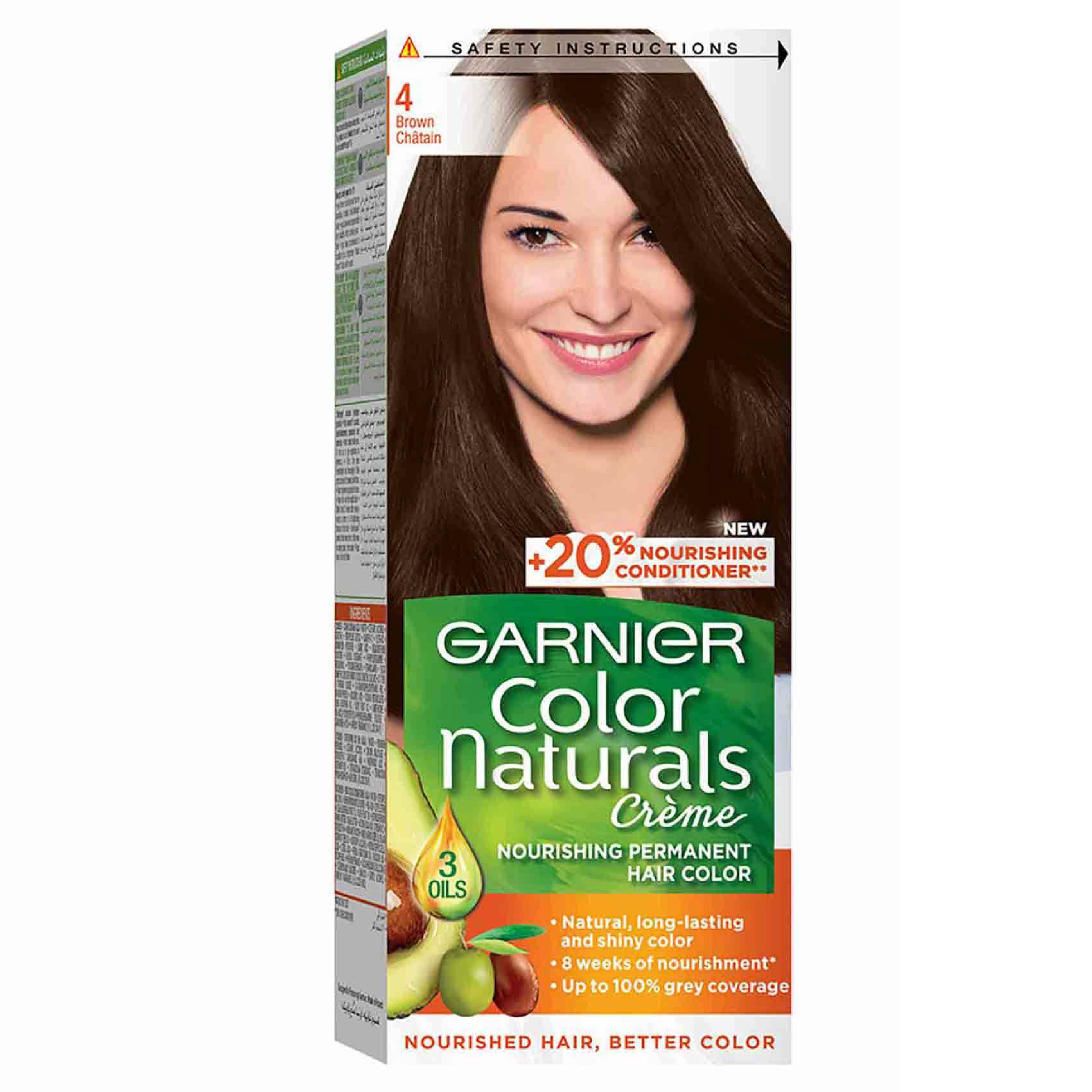 Garnier, Color Naturals Hair Color 4 Brown, Cream hair color for natural brown shade
