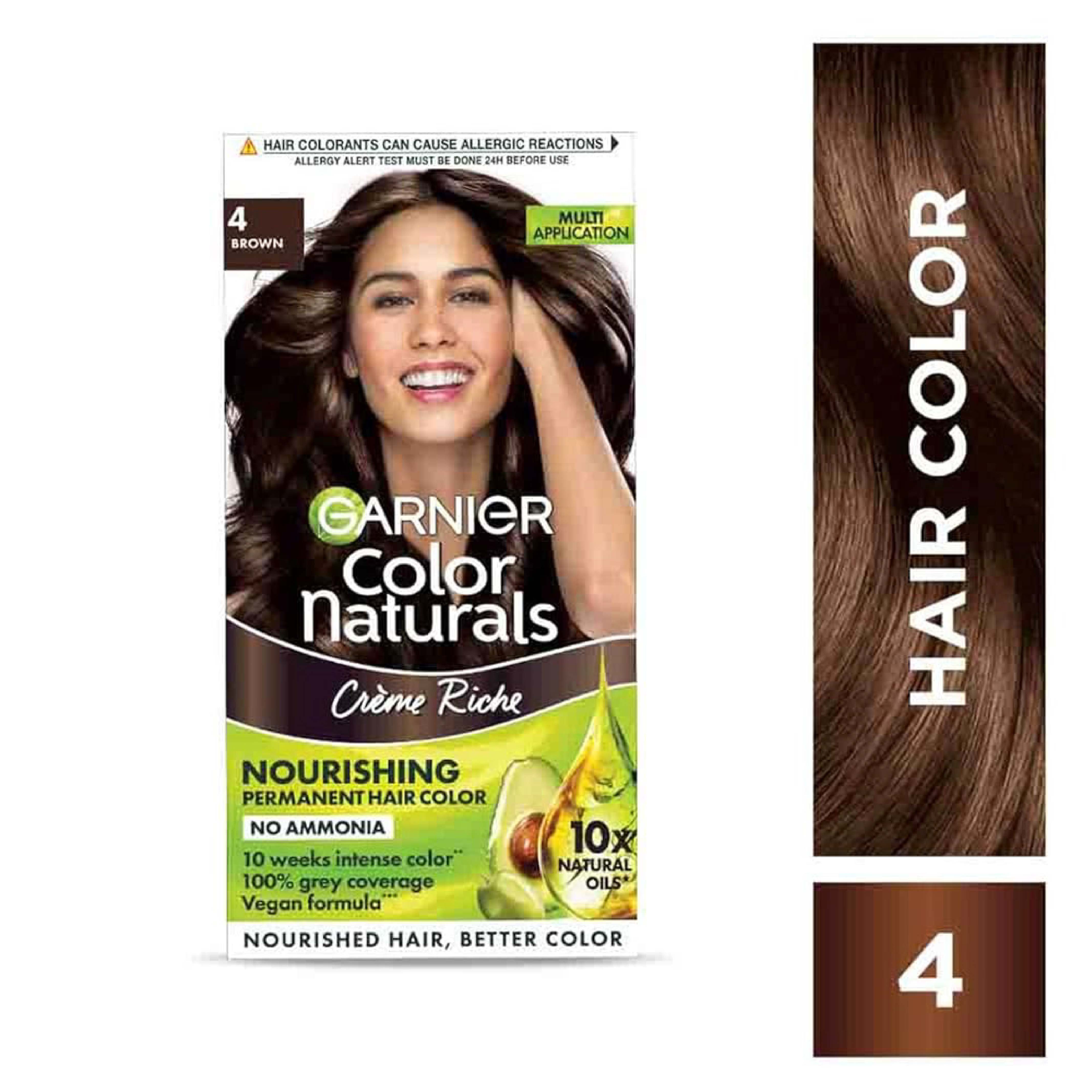 Garnier, Color Naturals Hair Color 4 Brown, Cream hair color for natural brown shade