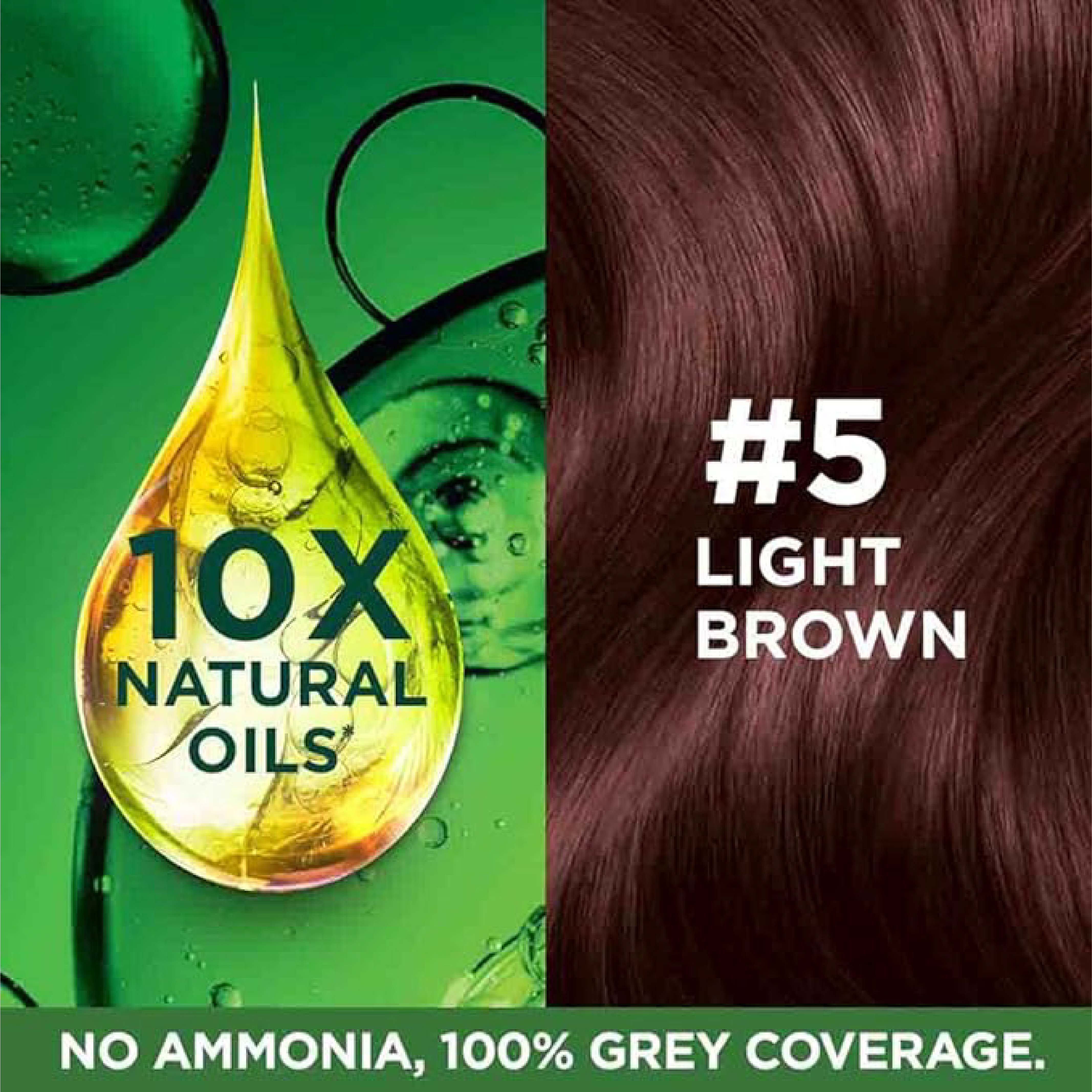 Garnier, Color Naturals Hair Color 5 Light Brown, Nourishing permanent hair color, 1 kit