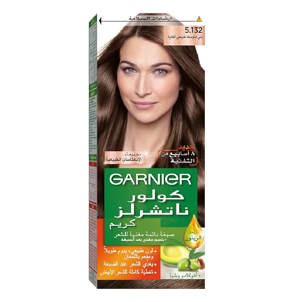 Garnier, Color Naturals Hair Color 5132 Nude Medium Brown, Cream hair dye with natural color and shine, 5132 nude medium brown