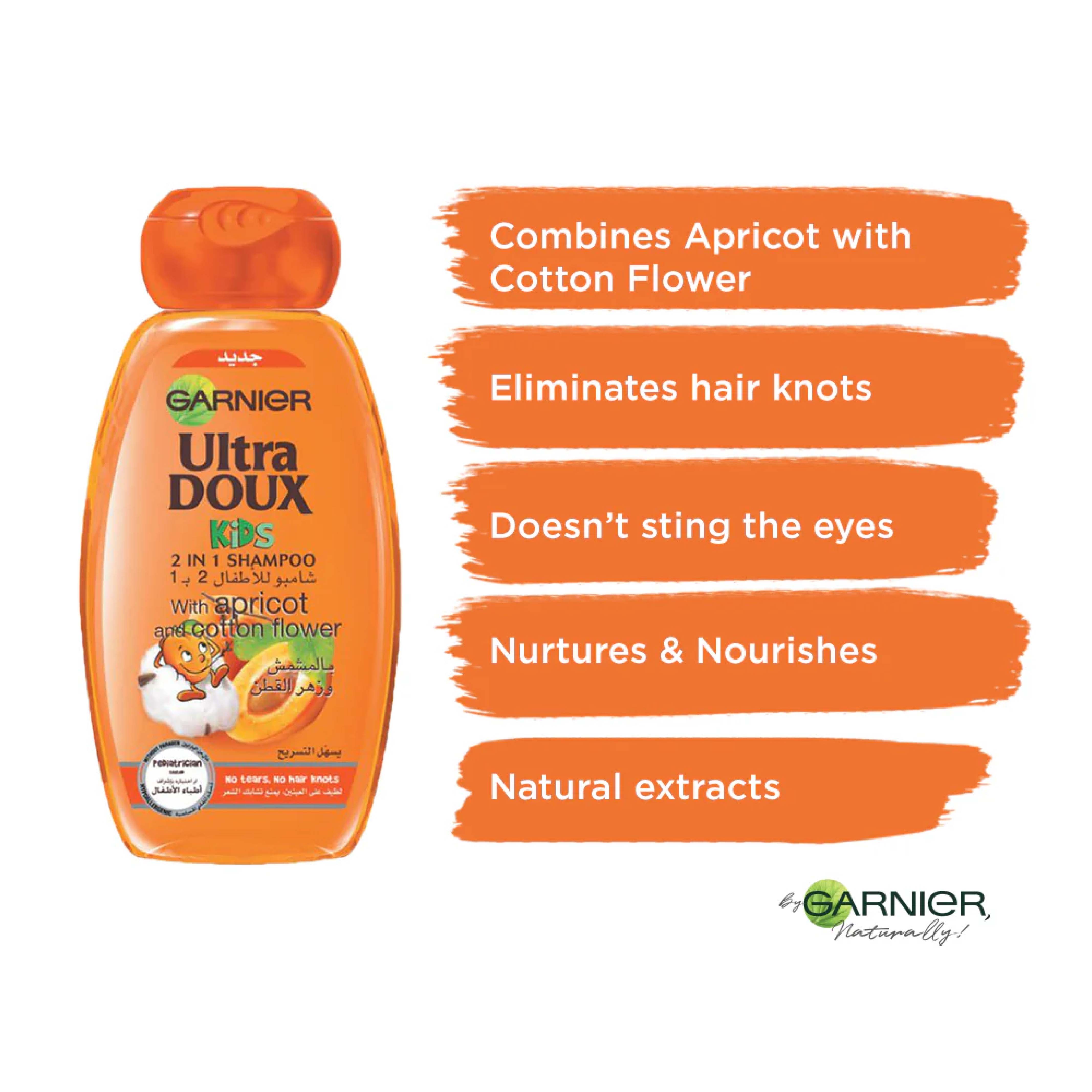 Garnier Ultra Doux, Kids apricot shampoo, Mild shampoo with apricot extract for children, 400 ml