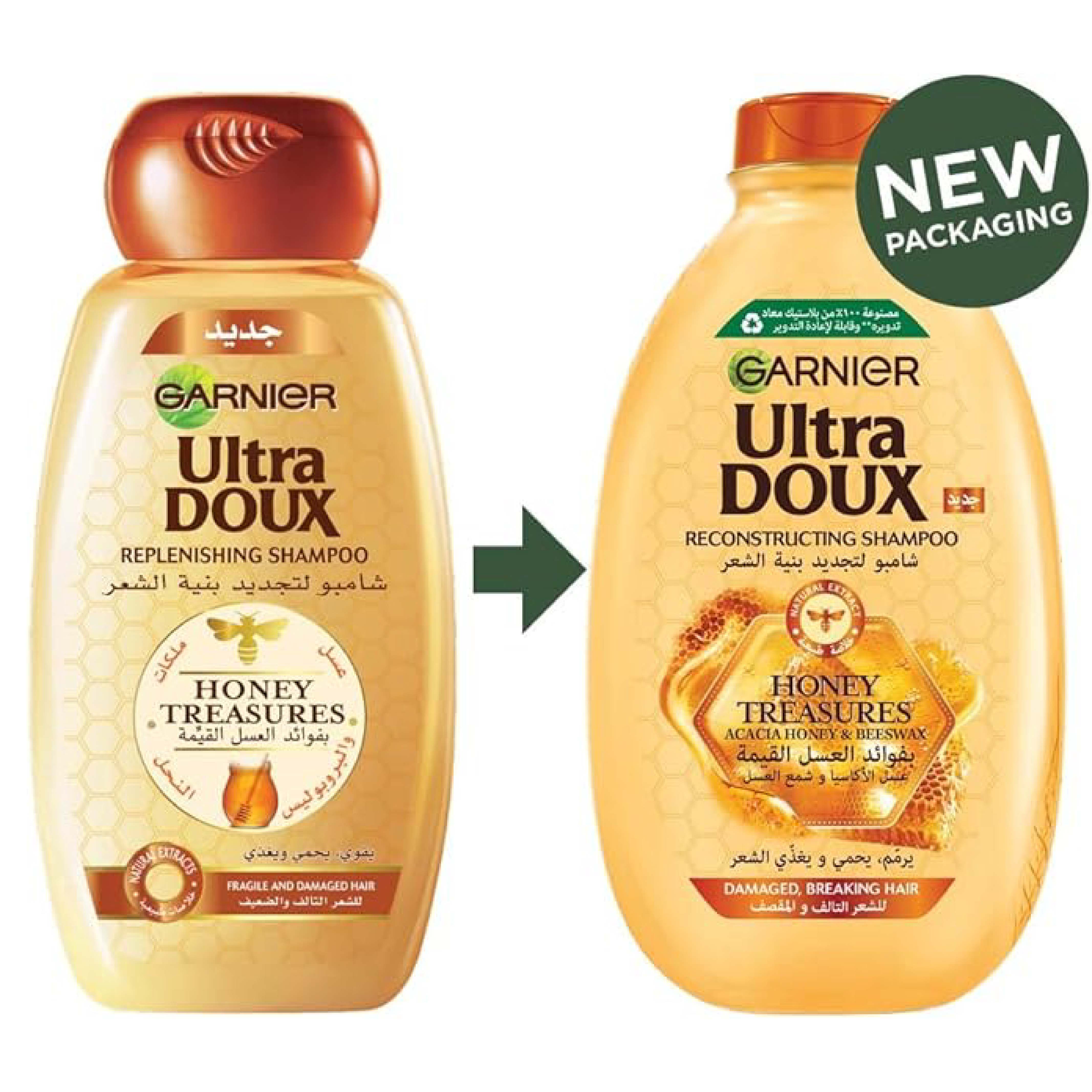 Garnier Ultra Doux, Honey shampoo, Nourishing shampoo with honey extract for soft hair, 600 ml