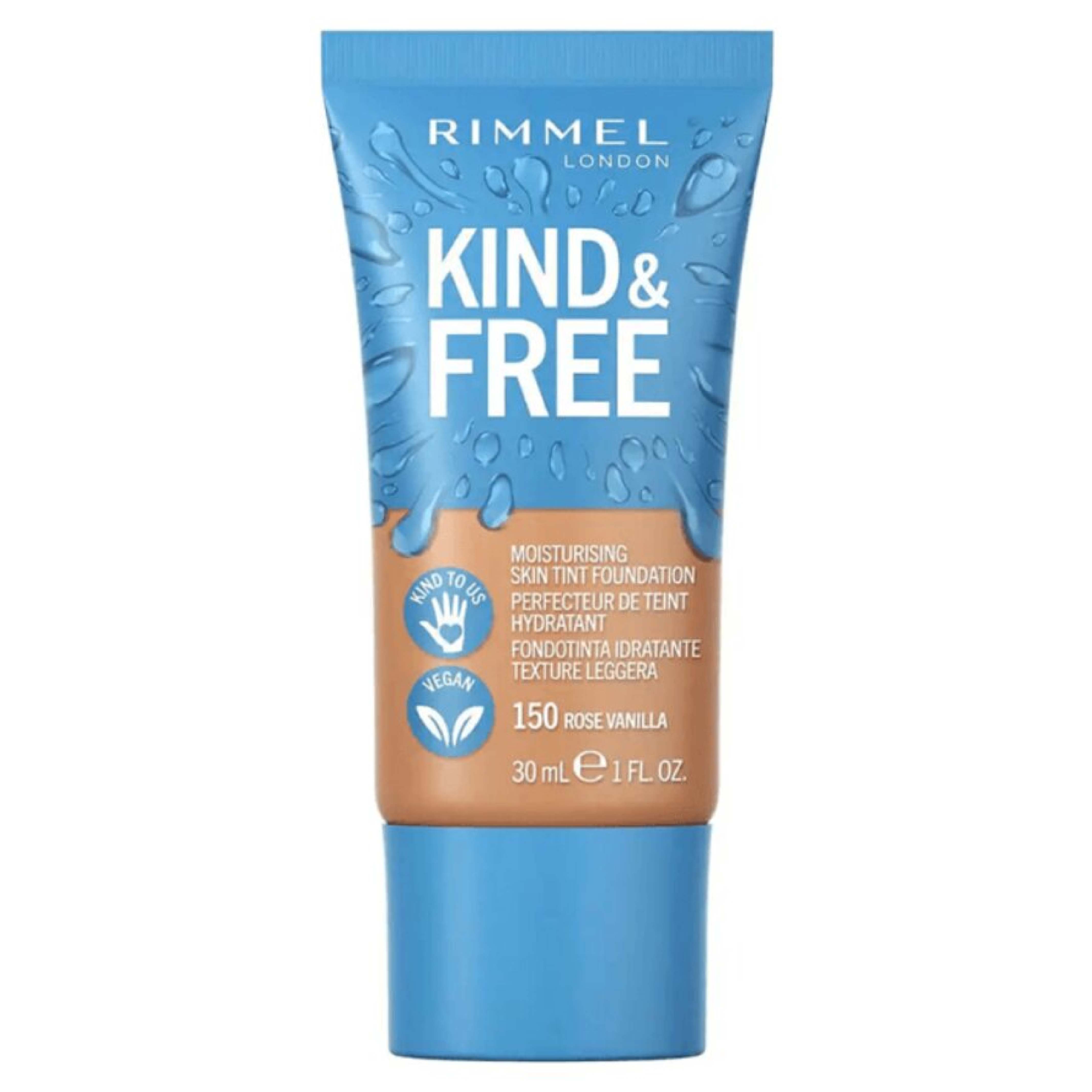 Rimmel, Kind & Free Foundation 150 Rose Vanilla, Lightweight foundation with natural finish, 150 rose vanilla