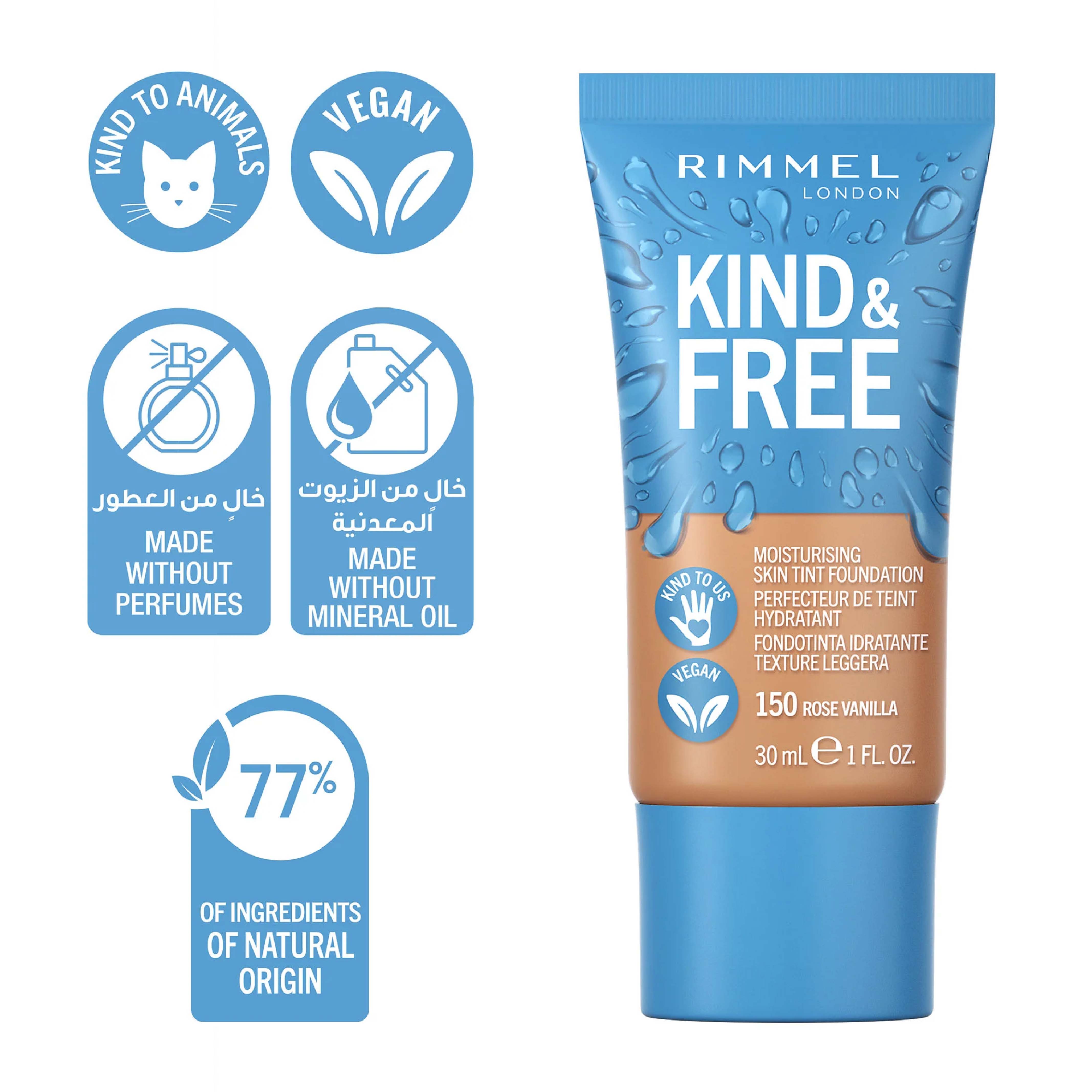 Rimmel, Kind & Free Foundation 150 Rose Vanilla, Lightweight foundation with natural finish, 150 rose vanilla
