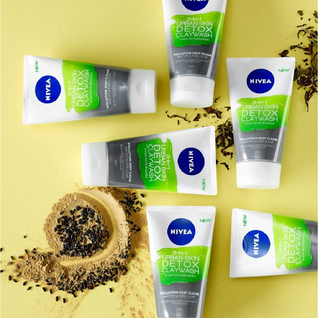 Nivea, Facial Care Detox Clay Wash, Deep cleansing clay face wash for detoxification, 150 ml