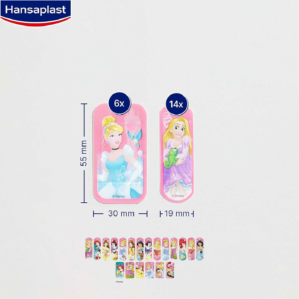 Hansaplast, Kids Disney Princess Plasters, Fun Adhesive Bandages for Children, 20 plasters