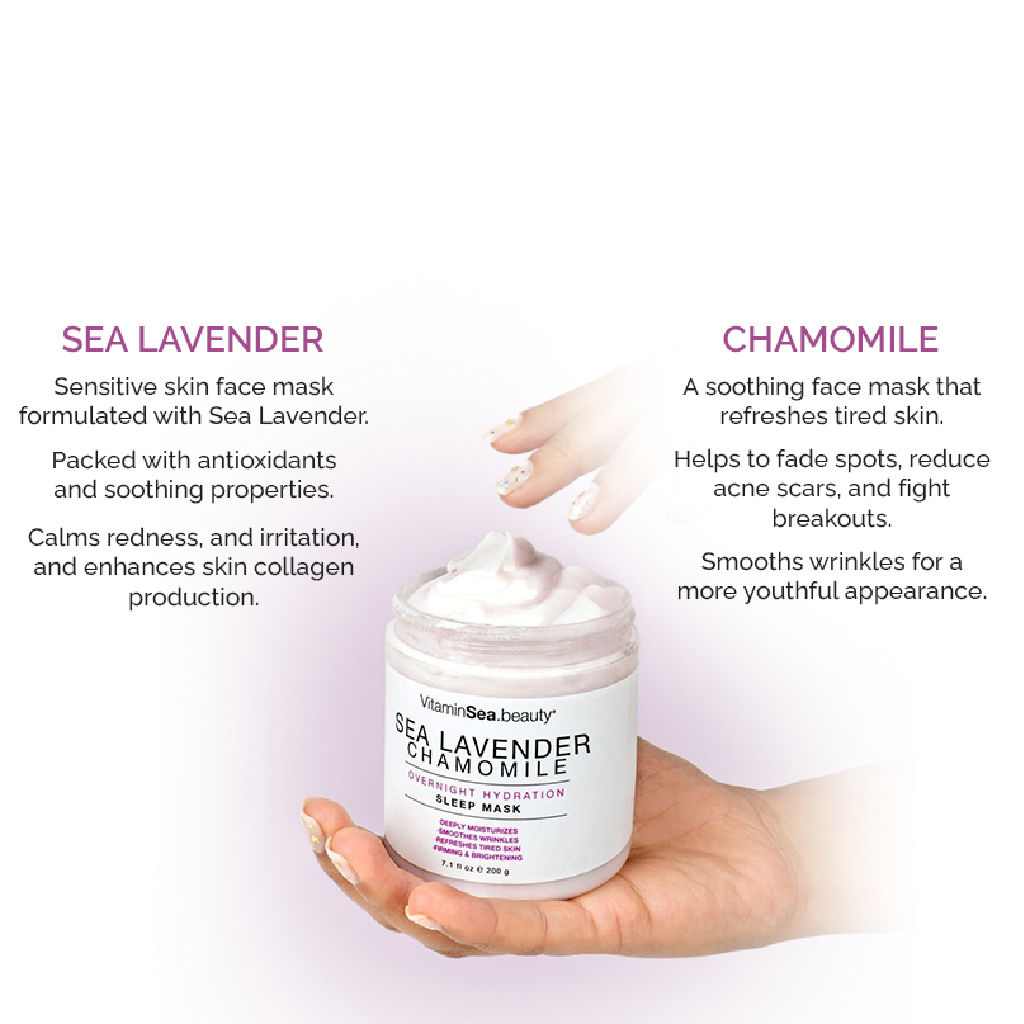 Vitamins and Sea Beauty, Sleep Mask Lavender and Chamomile, Soothing overnight hydrating face mask, 50ml