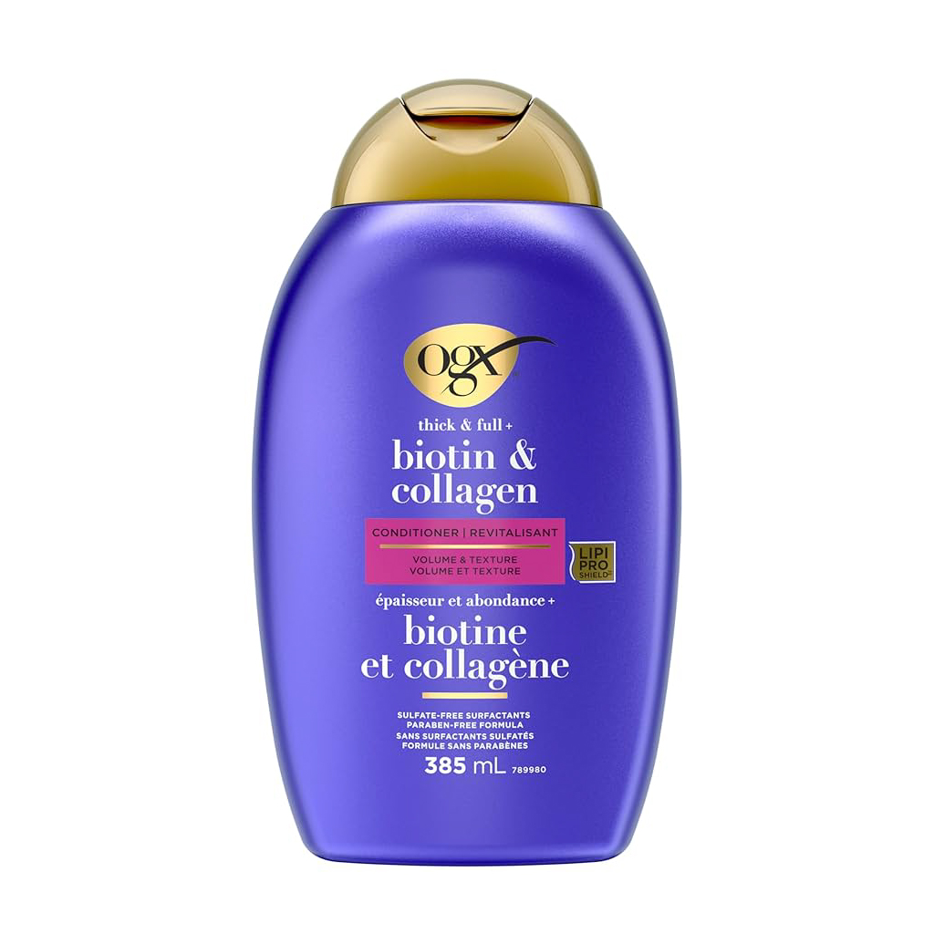 OGX, Biotin & Collagen Conditioner, Volumizing conditioner for thicker stronger hair, 385 ml