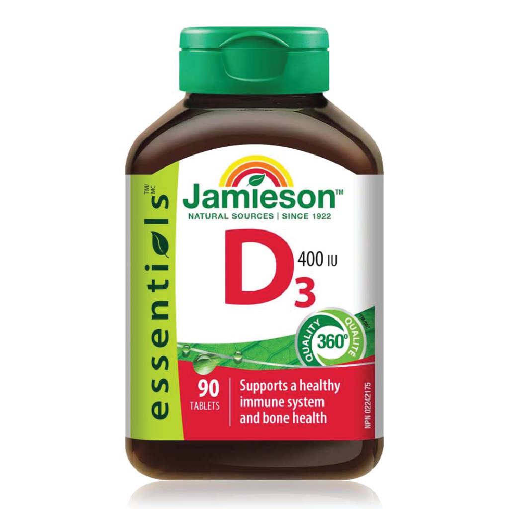 Jamieson, Vitamin D3 400 IU Tablets, Bone health and immune support, 90 tablets