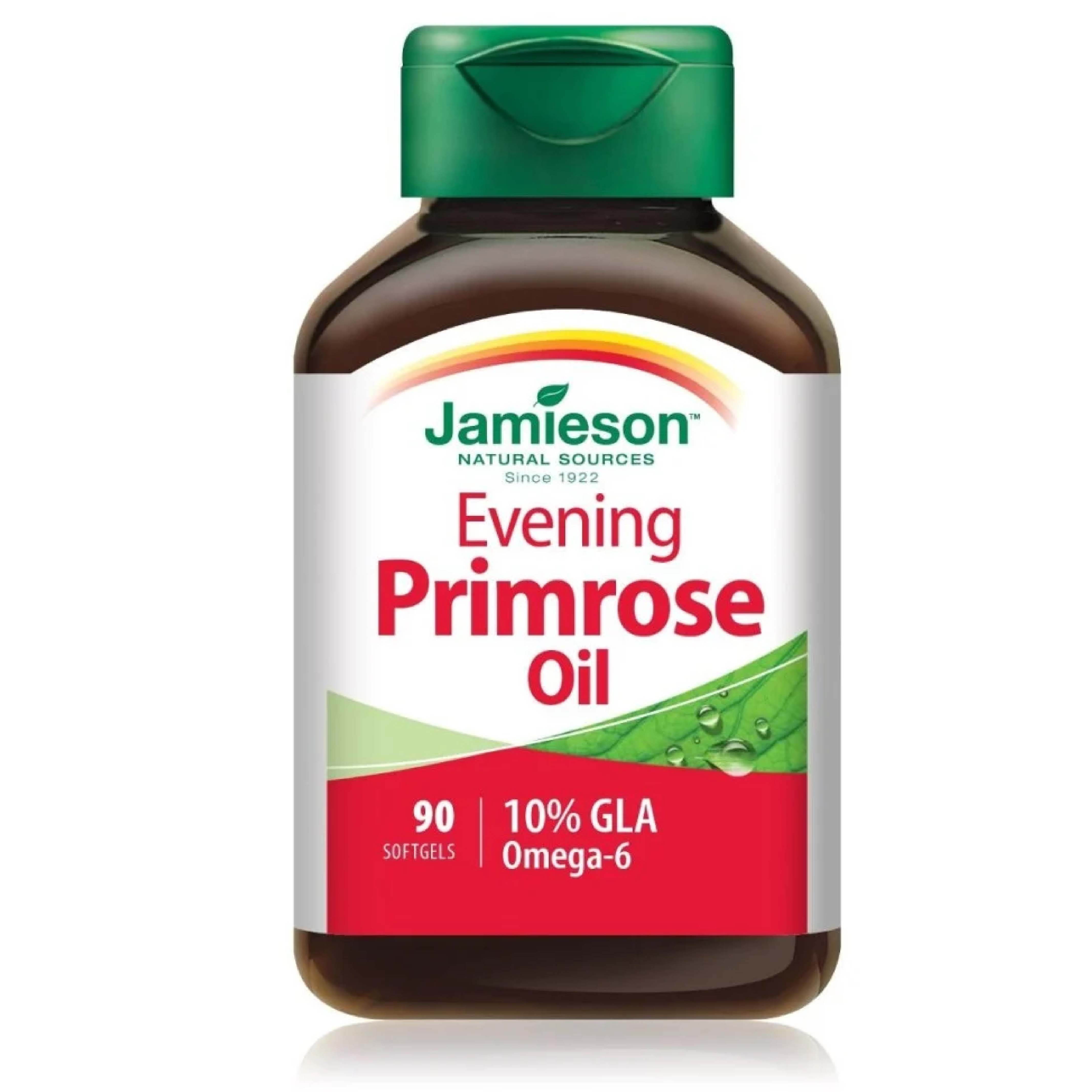 Jamieson, Evening Primrose Oil 500mg Softgels, Supports skin and hormonal health, 90 softgels
