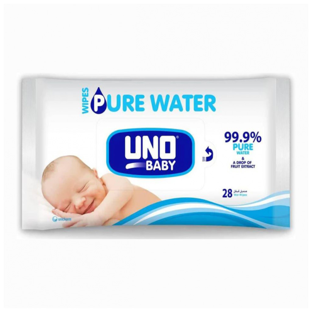 Uno Baby, Pure Water Wipes, Gentle baby wipes made with pure water, 28 wipes