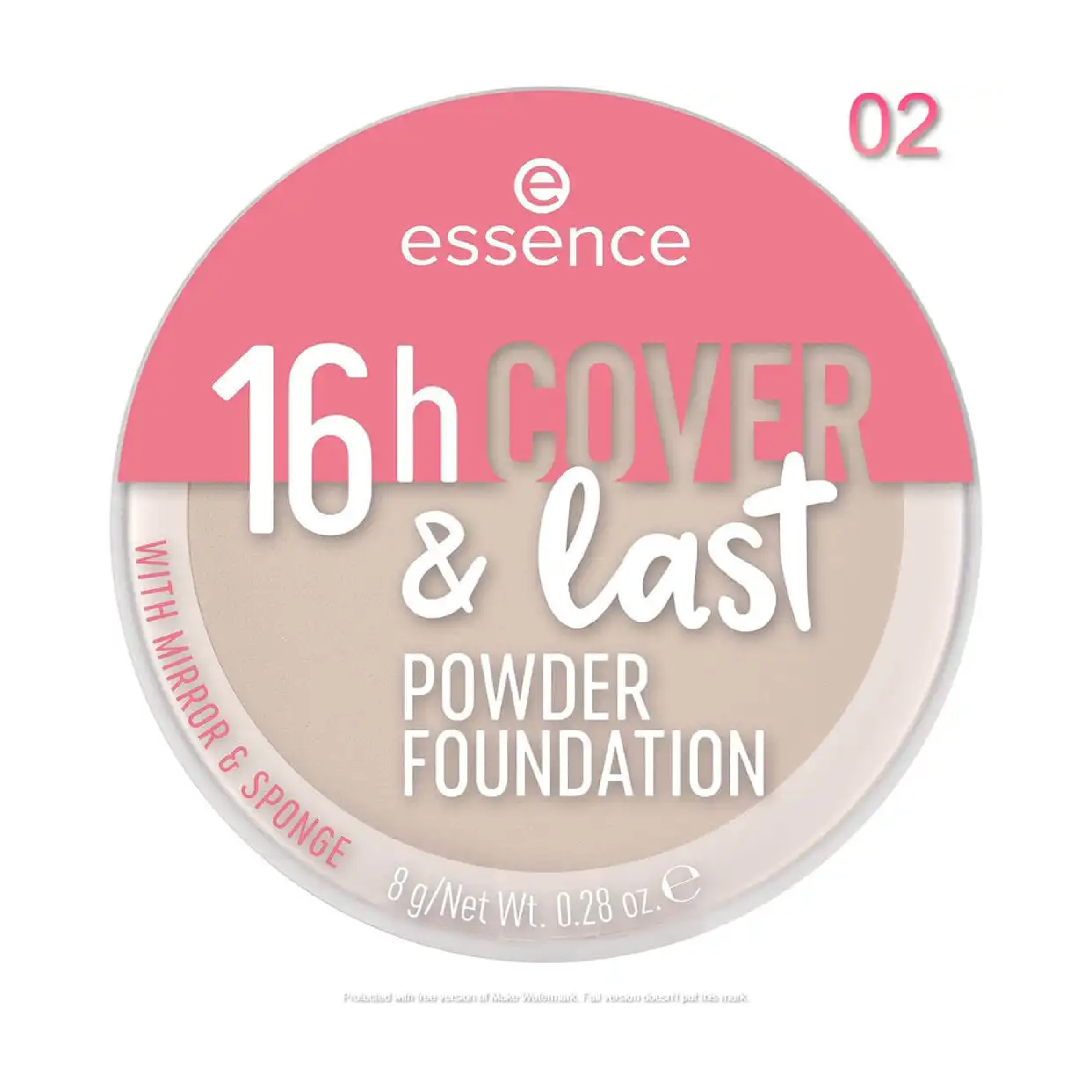 Essence, 16H Cover & Last Powder Foundation 02, Long-lasting powder foundation with full coverage