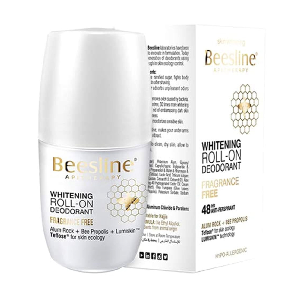 Beesline, Whitening Roll-On Deodorant, Fragrance-free whitening deodorant