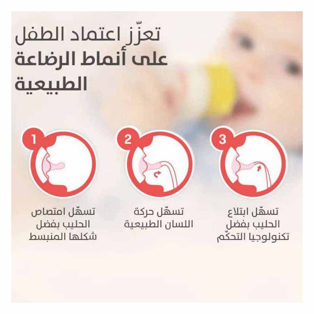 حلمة بيجون عريضة العنق بيريستالتيك بلس سوفت تاتش كبيرة 6 أشهر قطعتان 6 أشهر
