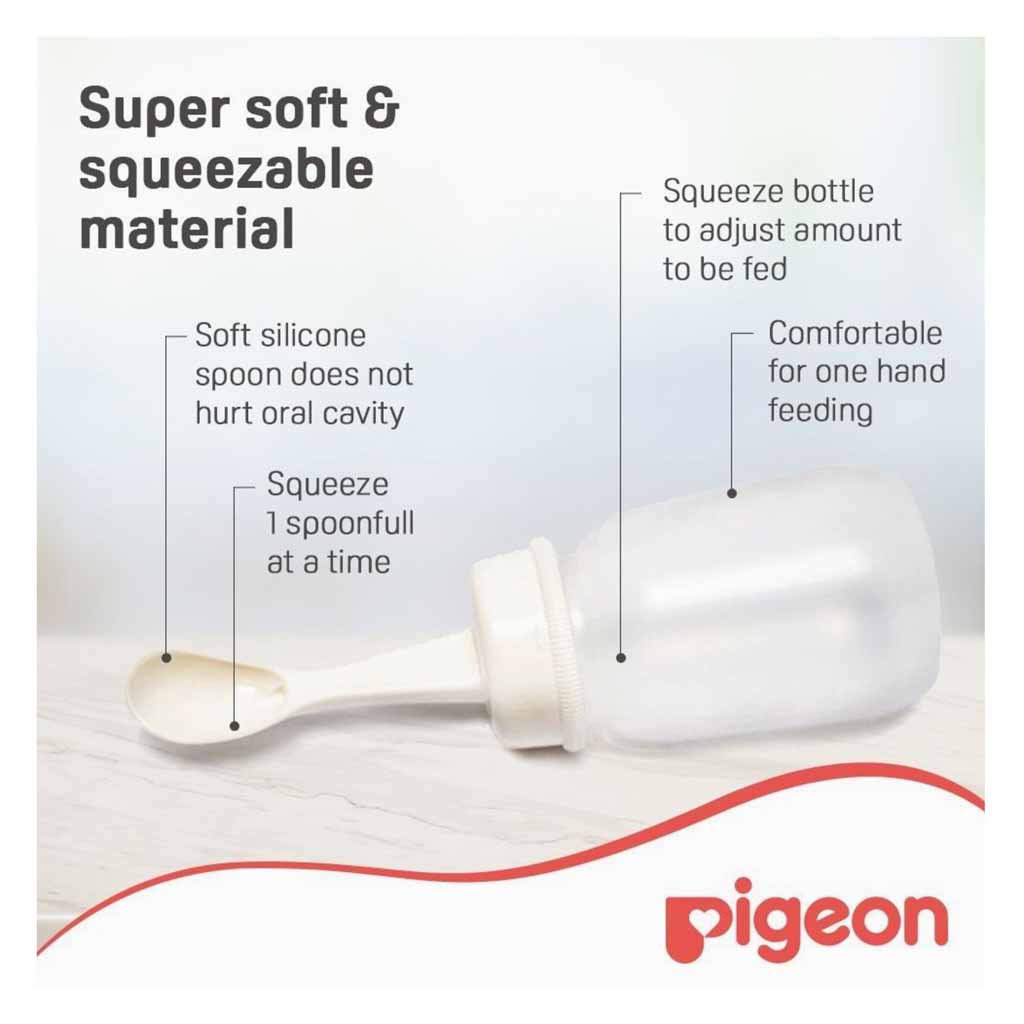 Pigeon, Weaning Bottle with Spoon 6 Months, Easy transition feeding bottle with spoon, 120 ml