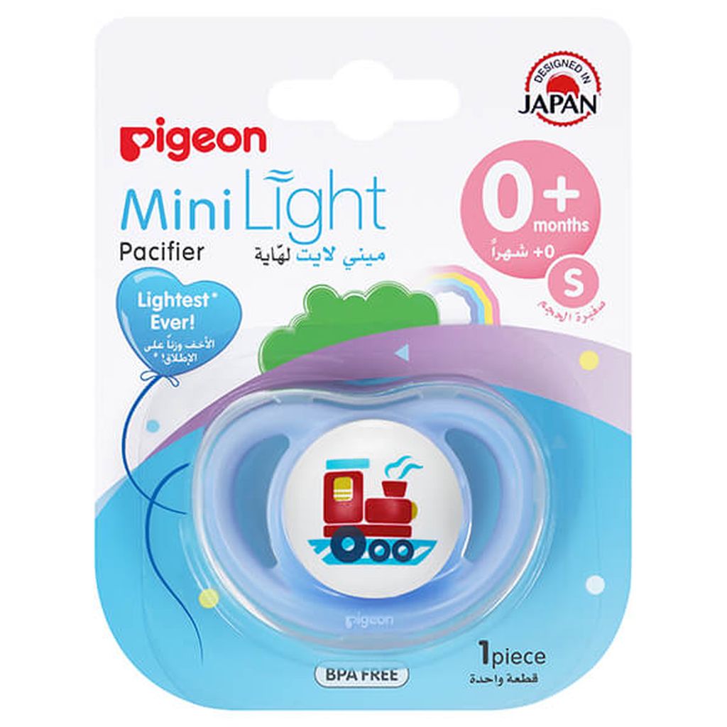 Pigeon, Minilight Pacifier Size S Train, Soothing pacifier for newborns 0+ months