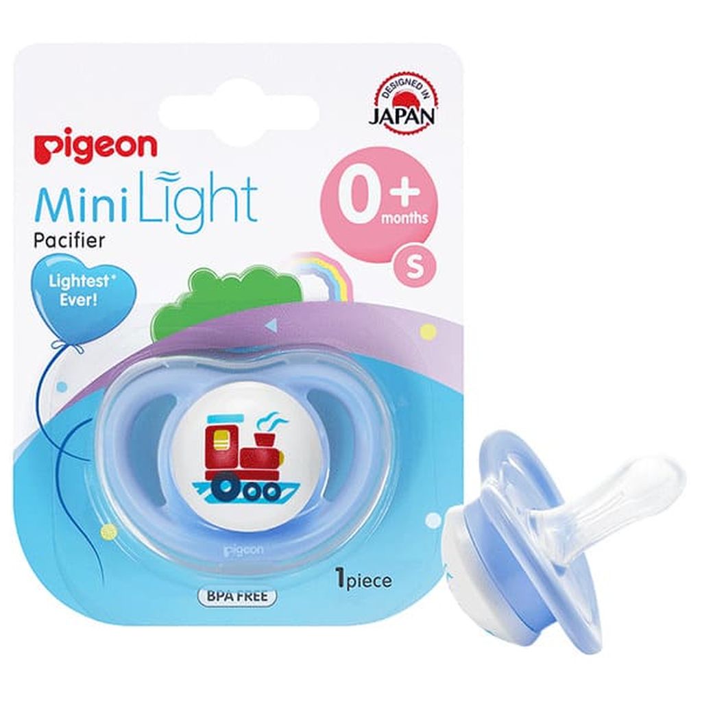 Pigeon, Minilight Pacifier Size S Train, Soothing pacifier for newborns 0+ months