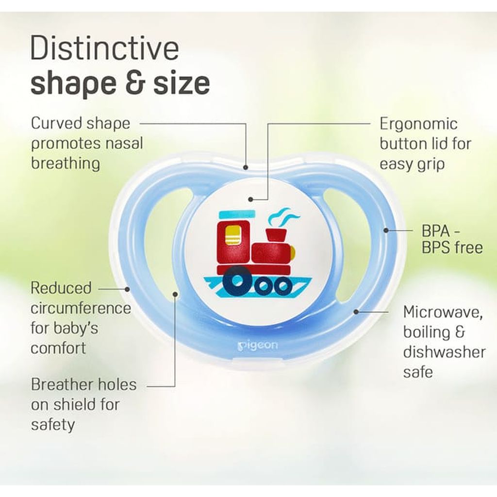 Pigeon, Minilight Pacifier Size S Train, Soothing pacifier for newborns 0+ months