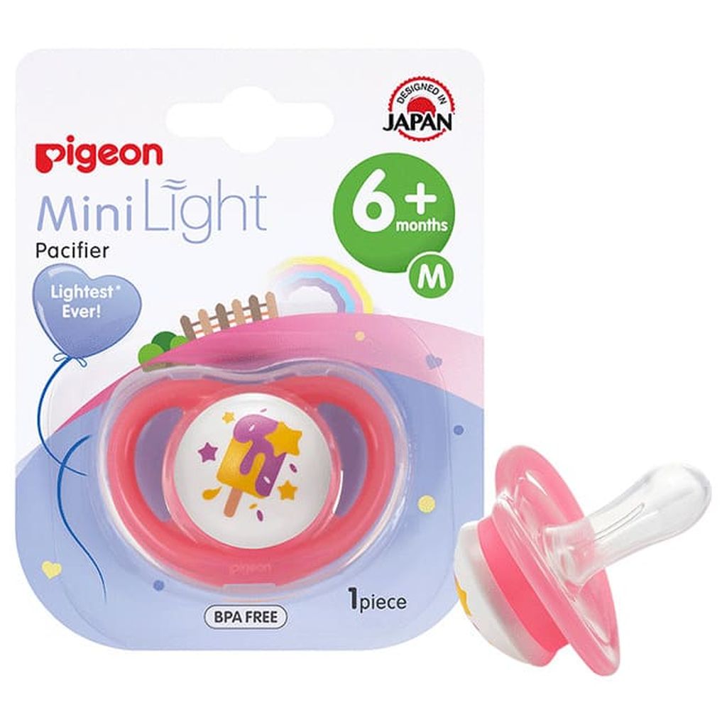 Pigeon, Minilight Pacifier Size M Ice Cream, Comfortable pacifier for 6+ months babies