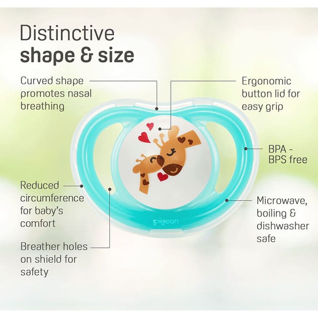Pigeon, Minilight Pacifier Size L Giraffe, Soothing pacifier for 12+ months toddlers