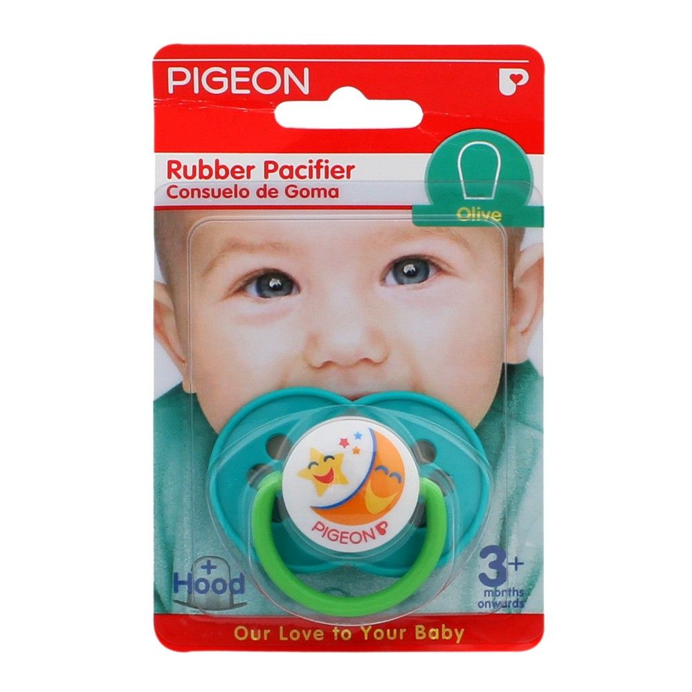 Pigeon Rubber Pacifier Olive Flower Green 13860