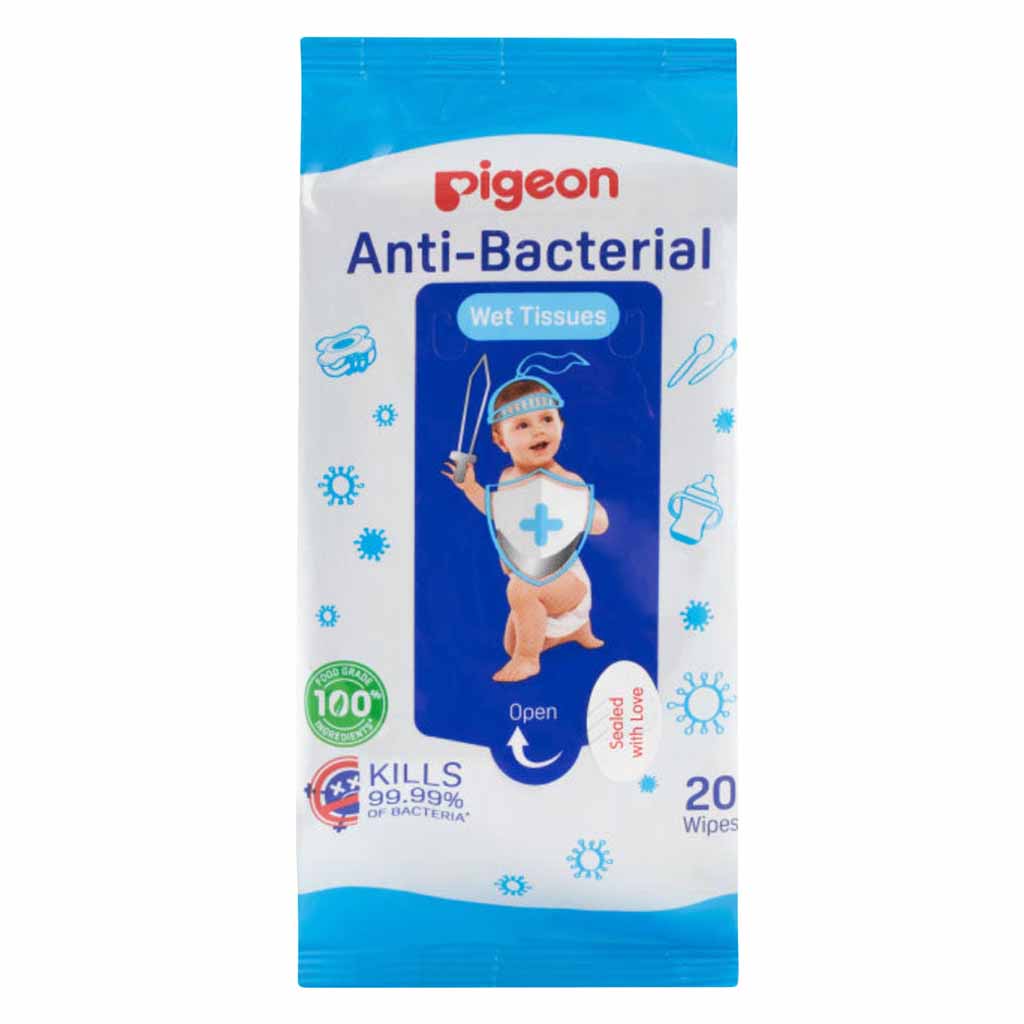Pigeon, Anti-Bacterial Wet Tissues, Sanitizing wipes for hygiene care, 20 pcs