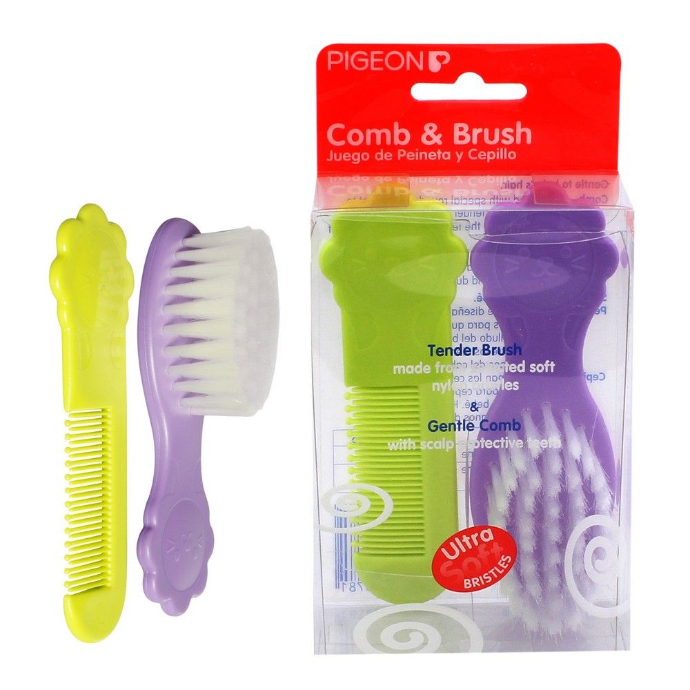Pigeon, Comb & Brush Set, Baby hair grooming comb and brush set