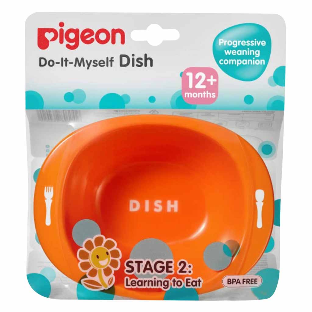 Pigeon, Do-It-Myself Dish Stage-2 Orange, Feeding dish for 12+ months babies