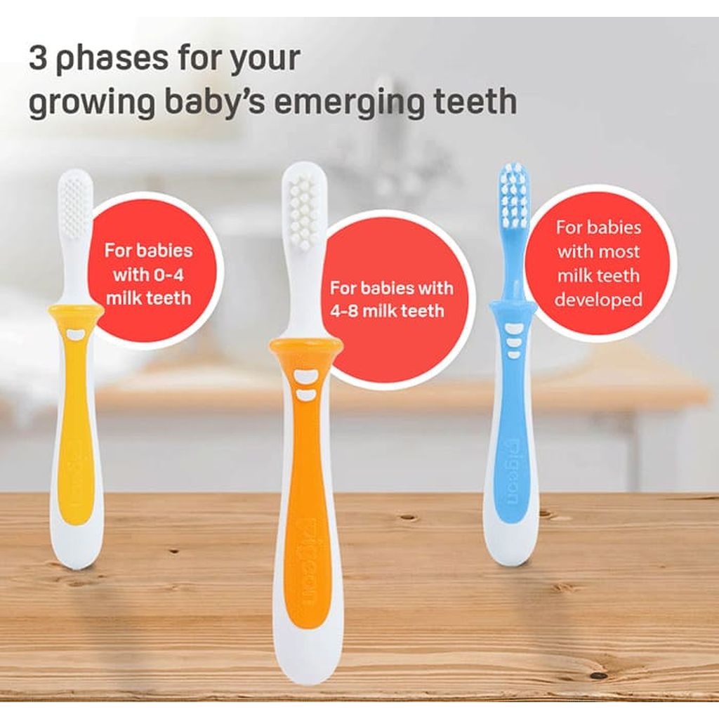 Pigone, Baby Training Toothbrush Lesson 2, Gentle toothbrush for early teething stage