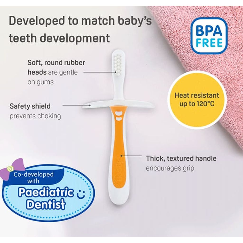 Pigone, Baby Training Toothbrush Lesson 2, Gentle toothbrush for early teething stage