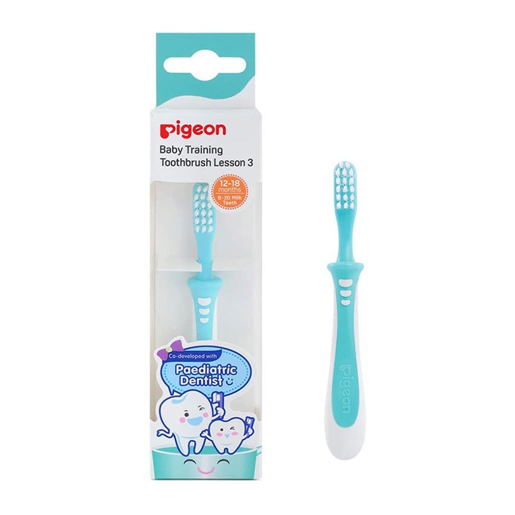 Pigeon, Lesson-3 Baby Training Toothbrush, Soft bristles for 12 months and up, 12 months