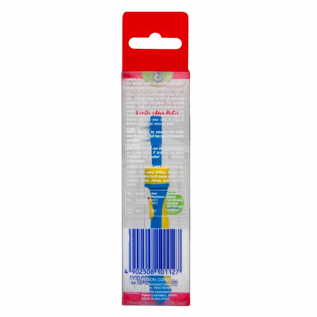 Pigeon, Lesson-3 Baby Training Toothbrush, Soft bristles for 12 months and up, 12 months