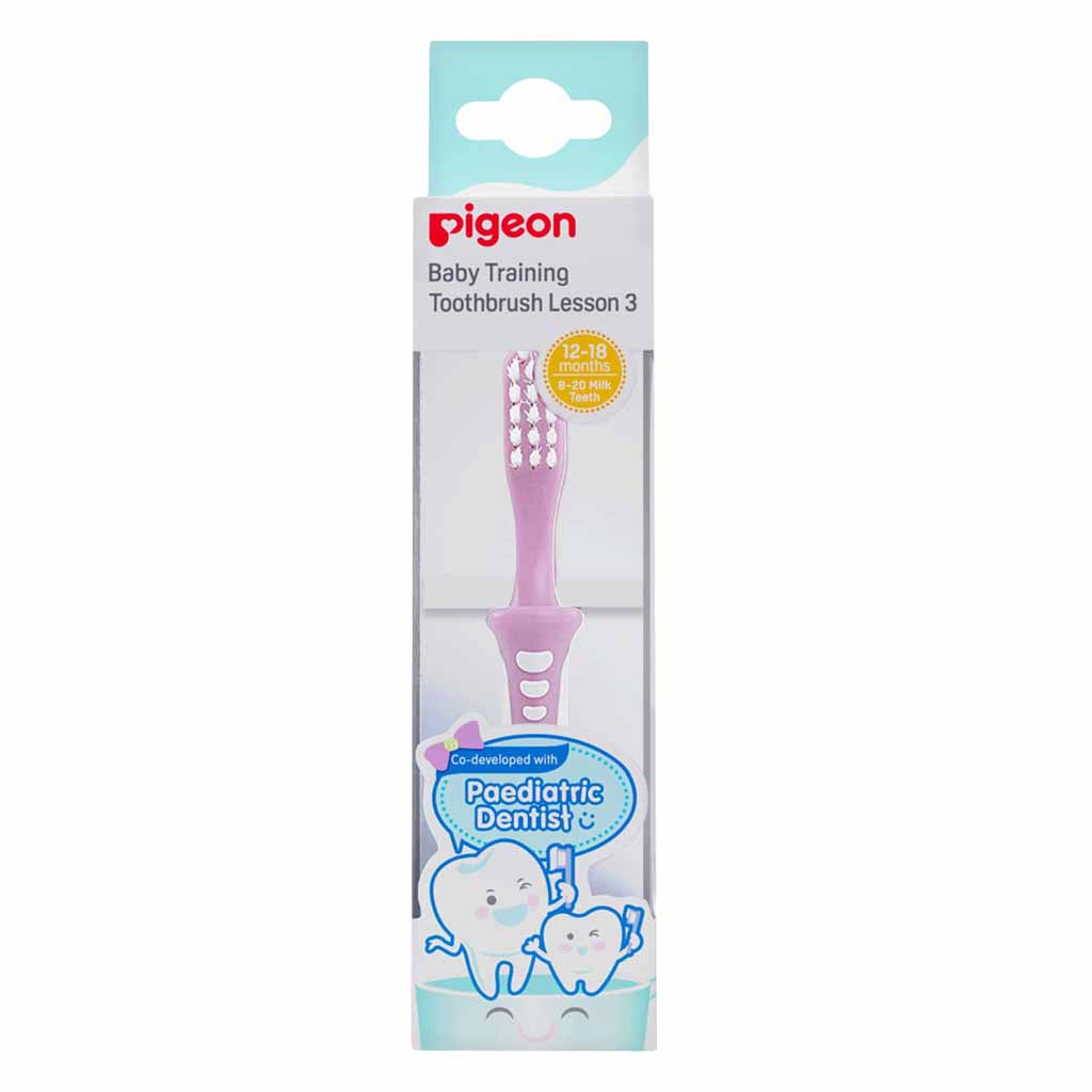 Pigeon Lesson-3 Baby Training Toothbrush 12-18 Months Pink