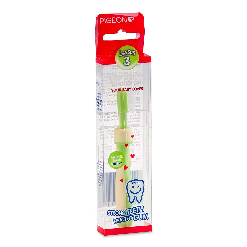 Pigeon, Lesson-3 Baby Training Toothbrush, Soft bristles for 12-18 months toddlers, 12-18 months