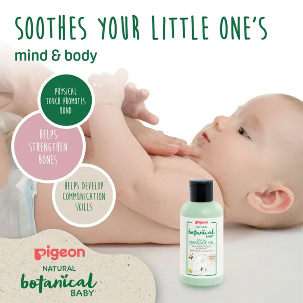Pigeon, Natural Botanical Massage Oil, Nourishing botanical massage oil for babies, 120ml