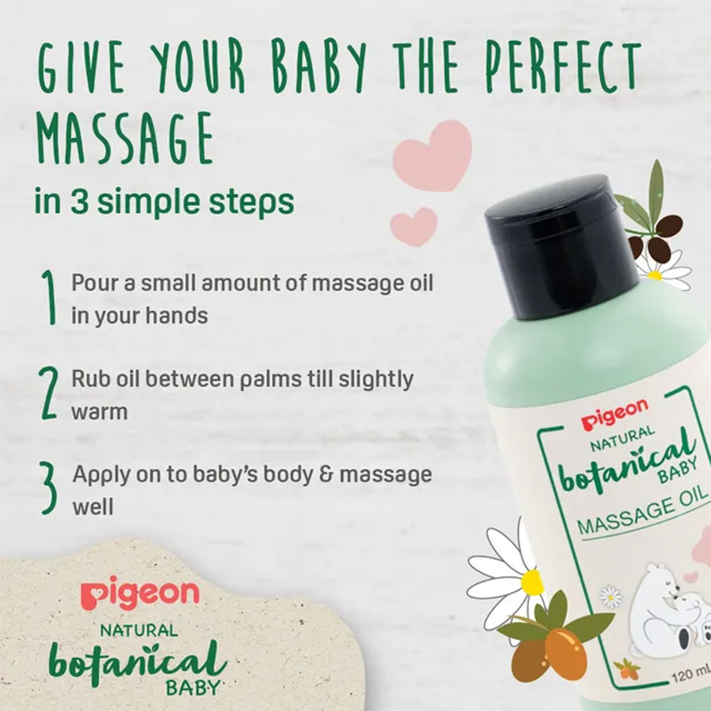 Pigeon, Natural Botanical Massage Oil, Nourishing botanical massage oil for babies, 120ml