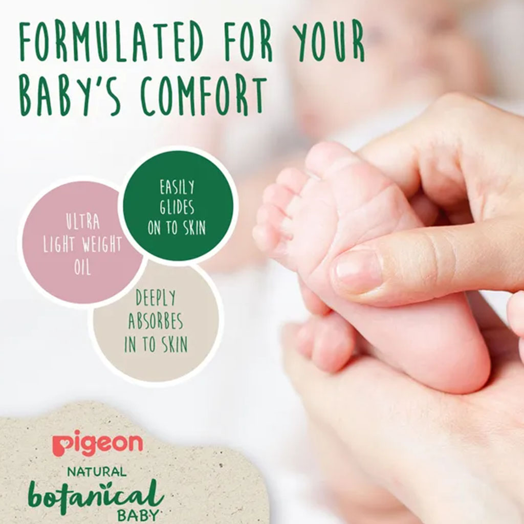 Pigeon, Natural Botanical Massage Oil, Nourishing botanical massage oil for babies, 120ml