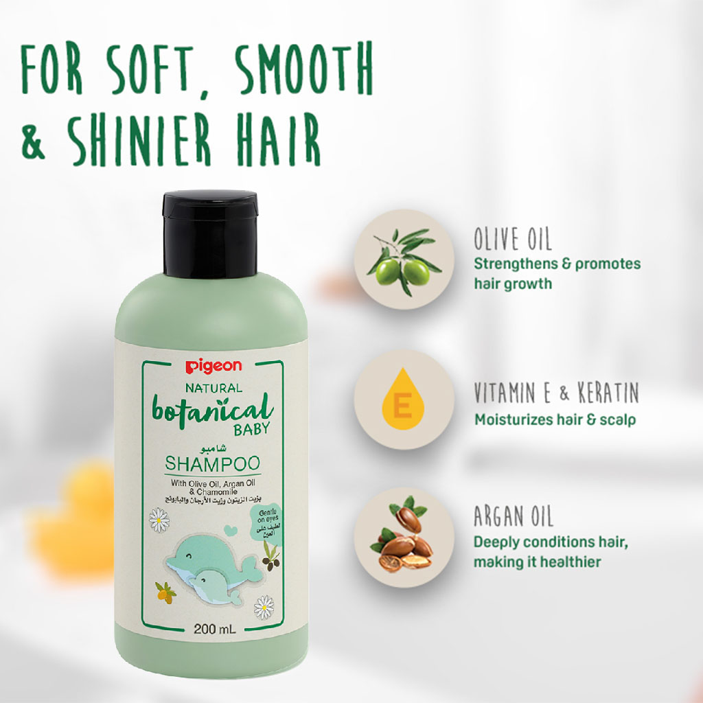 Pigeon, Natural Botanical Shampoo, Mild botanical shampoo for baby hair care, 200ml